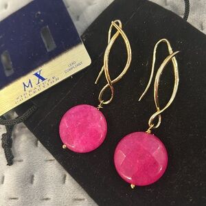 Double Helix Twist Pink Drop Earrings-Boutique